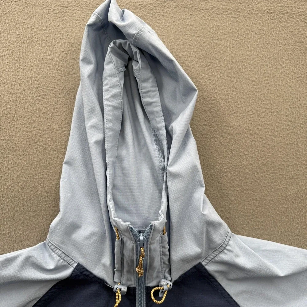 The North Face Jacket Mens Medium Blue Colorblock Hooded 1/4 Zip Windbreaker